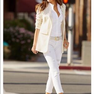 NEW Boston Proper Beyond Travel Classic Boyfriend Blazer Ivory White